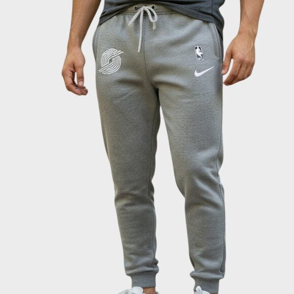 Nike NBA Joggers Mens Small Gray Dri Fit Trailblazers Tapered Sweatpants - Picture 1 of 16